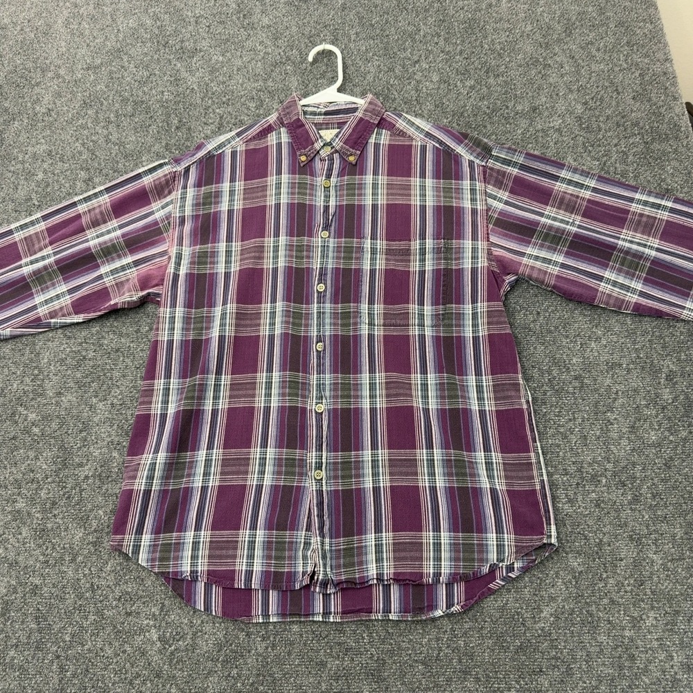 Vintage Brittania Shirt Mens L Purple Cotton Plaid Button Down Grunge Retro